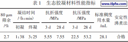 生态胶凝材料性能指标