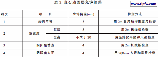 真石漆面层允许偏差