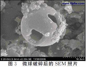 微球破碎后的ＳＥＭ 照片