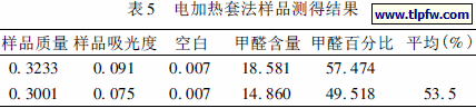 电加热套法样品测得结果