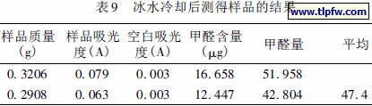 冰水冷却后测得样品的结果