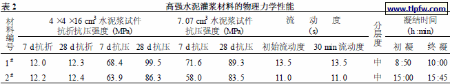 高强水泥灌浆材料的物理力学性能