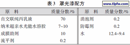 罩光漆配方