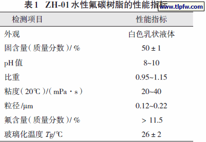 ZH-01 水性氟碳树脂的性能指标