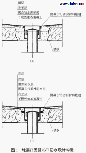地漏口固凝（GT）防水设计构造