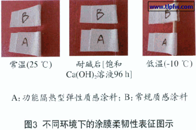 不同环境下的涂膜柔韧性表征图示