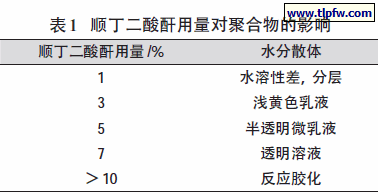 顺丁二酸酐用量对聚合物的影响
