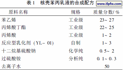 核壳苯丙乳液的合成配方
