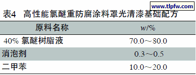 高性能氯醚重防腐涂料罩光清漆基础配方