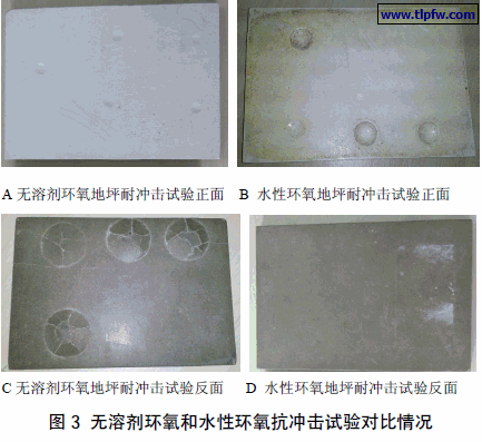 无溶剂环氧和水性环氧抗冲击试验对比情况