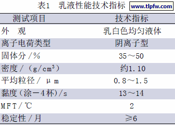乳液性能技术指标