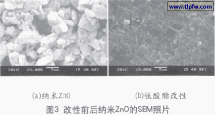 改性前后纳米ZnO的SEM照片