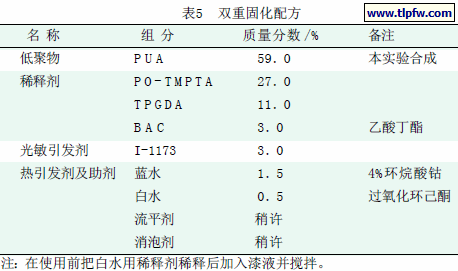 双重固化配方