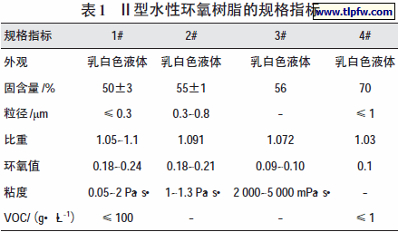 Ⅱ型水性环氧树脂的规格指标