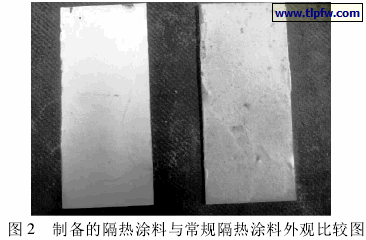 制备的隔热涂料与常规隔热涂料外观比较图