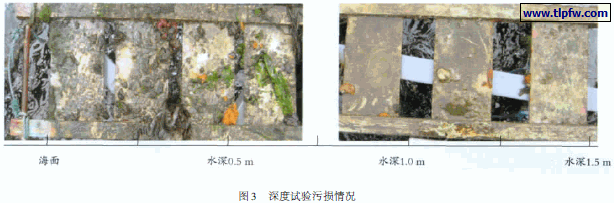 深度试验污损情况