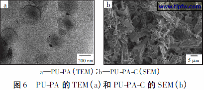 PU-PA 的TEM( a) 和PU-PA-C 的SEM( b)