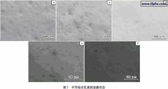 不同粒径乳液的漆膜状态