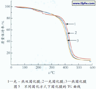 不同固化方式下固化膜的TG 曲线