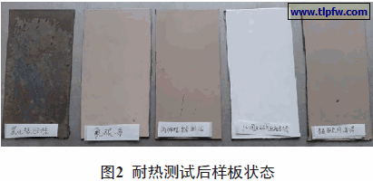 耐热测试后样板状态