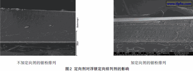 定向剂对浮银定向排列剂的影响
