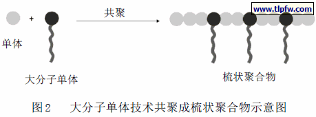 大分子单体技术共聚成梳状聚合物示意图