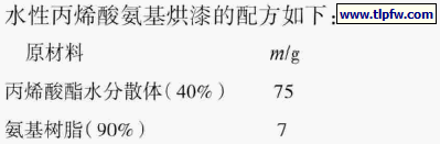 水性丙烯酸氨基烘漆的配方