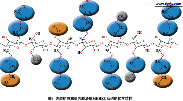 典型的防霉型乳胶漆用MEHEC系列的化学结构