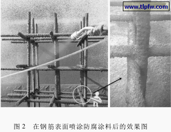在钢筋表面喷涂防腐涂料后的效果图
