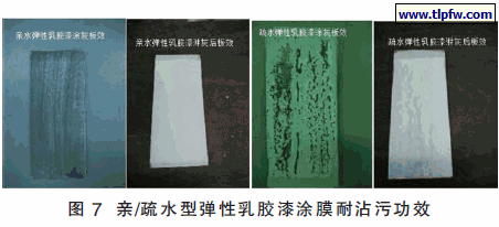 亲/疏水型弹性乳胶漆涂膜耐沾污功效