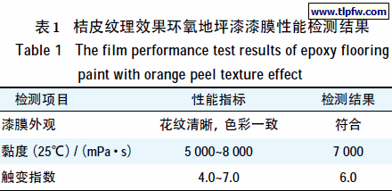桔皮纹理效果环氧地坪漆漆膜性能检测结果