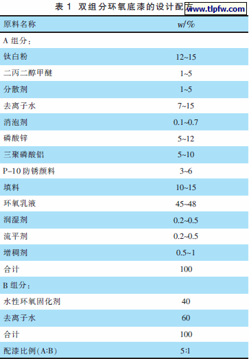 双组分环氧底漆的设计配方