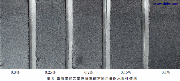 真石漆羟乙基纤维素醚不同用量耐水白性情况